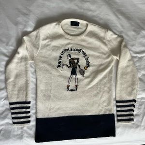 Striped Vintage Embroidered Character Sweater